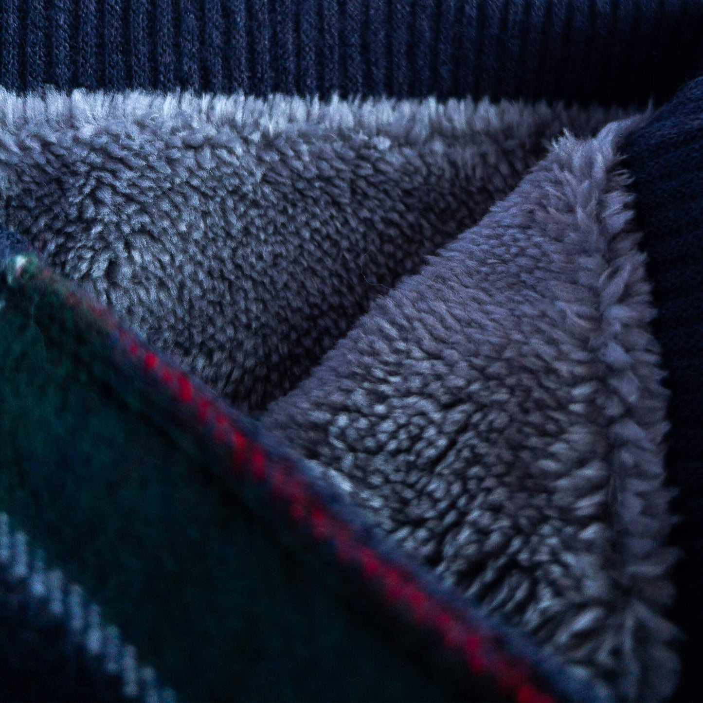 Navy/Green/Red Check Lambs Wool Snood - GoodSnood