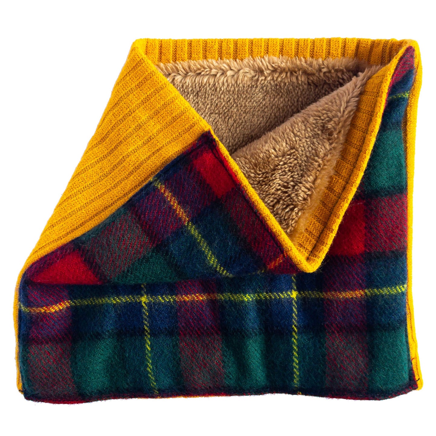 Red/Blue/Yellow Check Lambs Wool Snood - GoodSnood