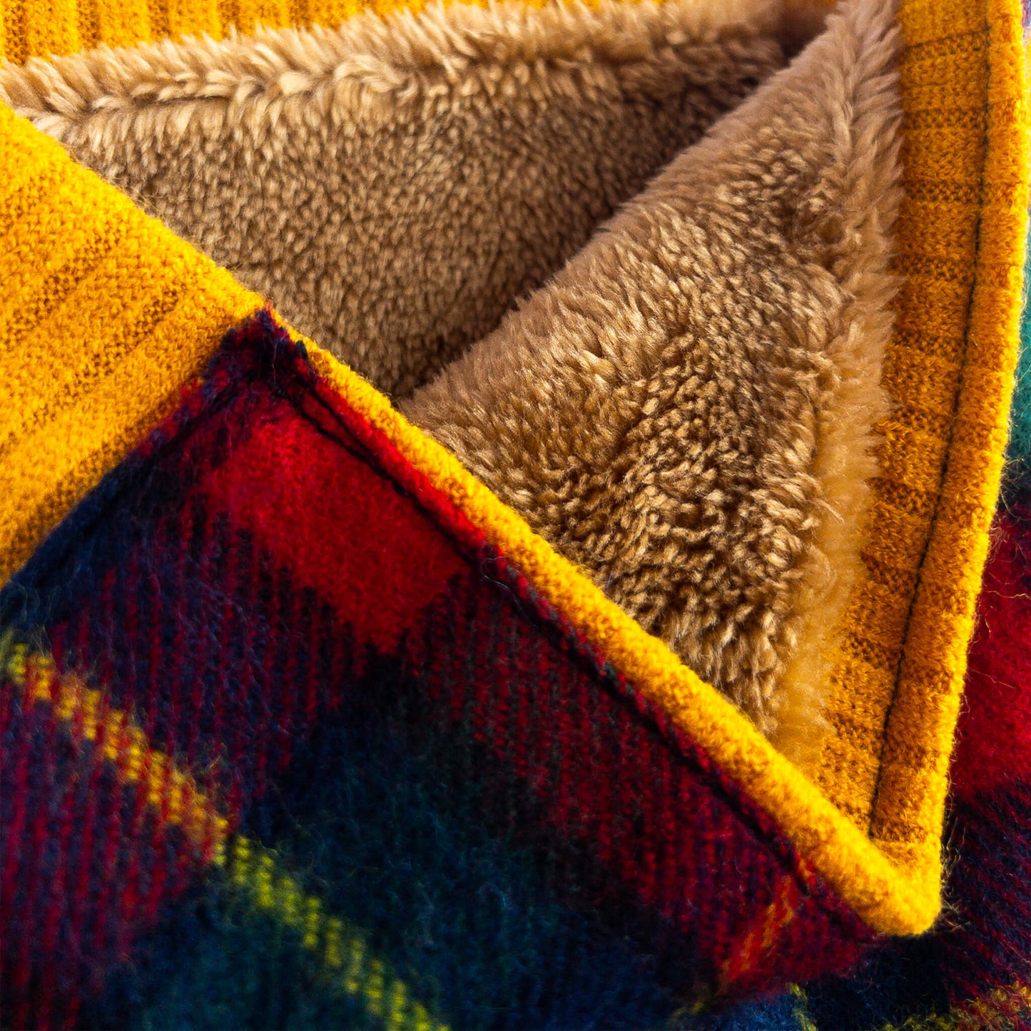 Red/Blue/Yellow Check Lambs Wool Snood - GoodSnood
