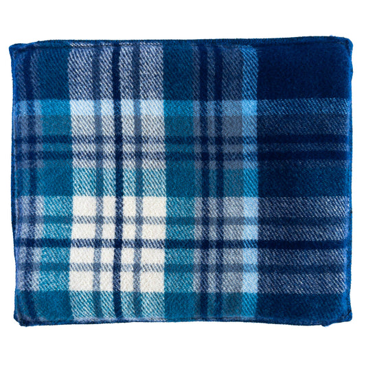 Blue/White Small Check Lambs Wool Snood - GoodSnood
