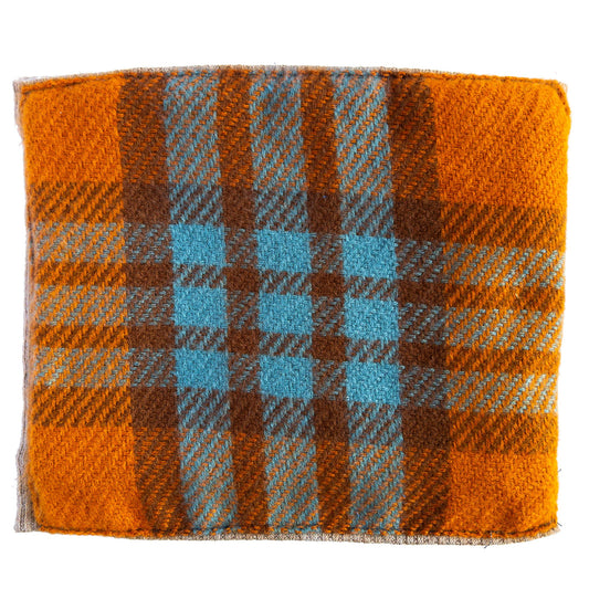 Orange/Blue Check Lambs Wool Snood - GoodSnood